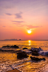 Landscape of sea and sea ​​waves in the morning