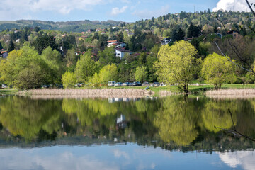 Fototapeta na wymiar Spring Landscape of Pancharevo lake, Bulgaria