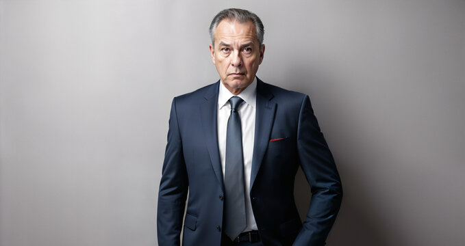 Professional suit-clad man exuding arrogance and doubt. Authority, skepticism, power concept created with generative AI.