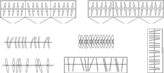 Vector illustration sketch of wardrobe for dressing room top view