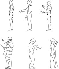 Vector sketch illustration of a construction worker in personal protective equipment