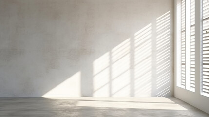 Obraz premium A empty concrete room with sunlight shining through a large window