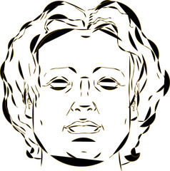 Vector sketch of a person's face with a baby face