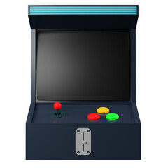 3D rendering of a retro arcade game illustration