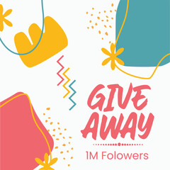 Fototapeta premium Give away minimalist square banner template. Suitable for social media posts, flyer,backgroud and web internet ads