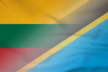 Lithuania and Tanzania government flag transborder contract TZA LTU - obrazy, fototapety, plakaty