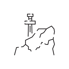 Mining line icon. Extraction of minerals in the mine and surface, linear icons. Line with vector coal