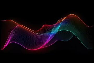 Abstract colorful toned wave on a black background. Generative AI
