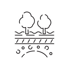 Minin line icon. Extraction of minerals in the mine and surface. Power and energy production, electric industry, world ecology conservation, coal mining minerals