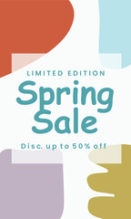 Spring Sale minimalist square banner template. Suitable for social media posts, flyer,backgroud and web internet ads