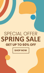 Spring Sale minimalist square banner template. Suitable for social media posts, flyer,backgroud and web internet ads