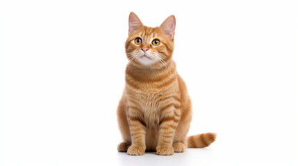 Adorable cat on a white background in different poses. Cat for advertisement. Kitten with white background. Bottomless cat. AI generated image.