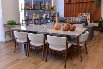 clay pieces, rustic decoration, handmade decoration, pine cone,interior decoration with clay, white table, decorative piece, interior decoration, dining room with rustic decor, inner decoration