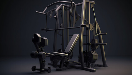 Gym interior with equipments