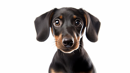 Adorable dog on a white background in different poses. Dog for advertisement. Bottomless dog. Puppy with white background. AI generated image.
