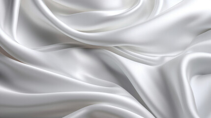 Fototapeta na wymiar White silk fabric. Silk texture with great definition. AI generated image.