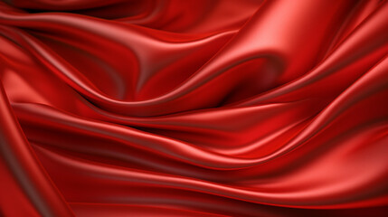 Fototapeta na wymiar Red silk fabric. Silk texture with great definition. AI generated image.