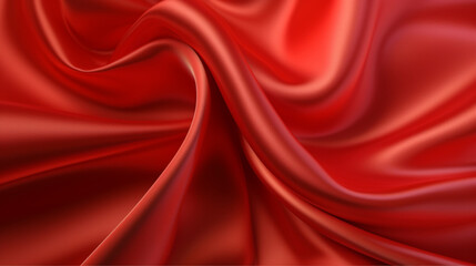 Fototapeta na wymiar Red silk fabric. Silk texture with great definition. AI generated image.