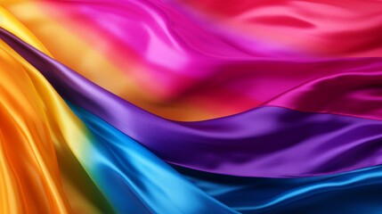 Fototapeta premium Silk with the colors of the lgtbi flag. Silk texture with great definition. AI generated image.