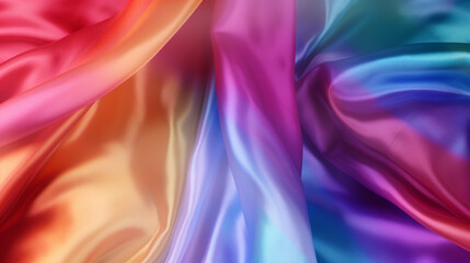 Fototapeta na wymiar Silk with the colors of the lgtbi flag. Silk texture with great definition. AI generated image.