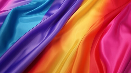 Obraz premium Silk with the colors of the lgtbi flag. Silk texture with great definition. AI generated image.