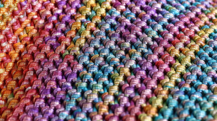 Fototapeta na wymiar Multicolor tweed fabric. Highly defined tweed texture. AI generated image.
