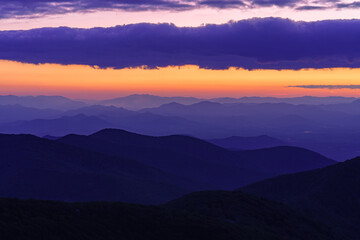 Purple and Orange Sunset at Blue Ridge Mountains, North Carolina
