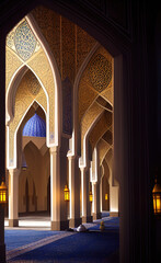 Fototapeta na wymiar Modern design mosque of Islamic - Created with Generative AI Technology