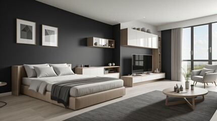 Naklejka na ściany i meble living room interior modern home. Created with Generative AI Technology.