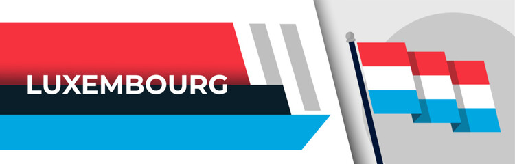 Luxembourg national day banner design. Luxembourger flag theme graphic geometric triangle art web background. Red white blue color. Luxembourg flag abstract Europe tour travel vector illustrator.