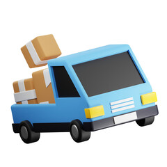 3d pickup car icon, online retail and e-commerce concept