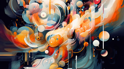 Abstract artwork with colorful paints