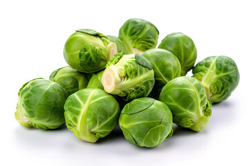 Product photo of fresh brussels sprouts on a white studio background generative ai 