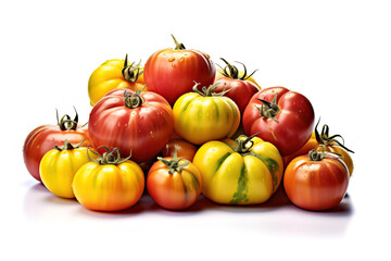 Fototapeta na wymiar Heirloom tomatoes isolated on white background generative ai
