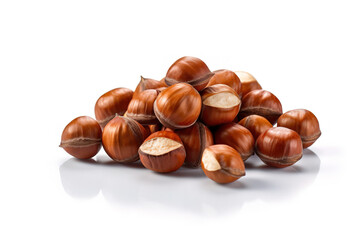 Obraz premium hazelnuts on white background generative ai
