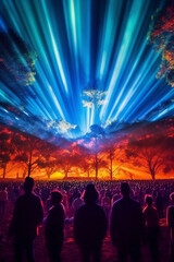 Amazing light show at a tame impala concert. AI generative