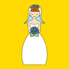 紫陽花のブーケを持ったジューンブライドの花嫁 June bride with a hydrangea bouquet - obrazy, fototapety, plakaty