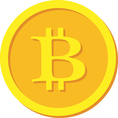 Bitcoin money icon. Outline Bitcoin money vector icon for web design, flat. on transparent, png.