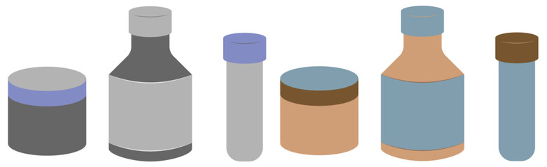Illustration of cosmetic bottles and jar