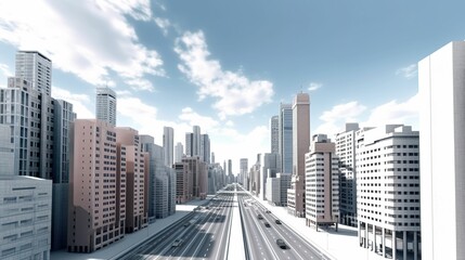 Fototapeta premium Beautiful skyline of the city, like 3d model. city street.