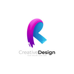 R logo template, letter R logo with swoosh design