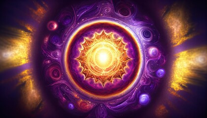 Mental health meditation enhances spirituality and leads to unity thoughts Purple and yellow abstract, elegant and modern AI-generated illustration