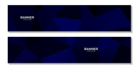 set of banners abstract dark blue geometric background with triangles for business