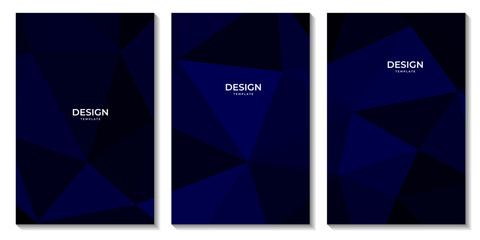 set of flyers abstract dark blue geometric background with triangles for business