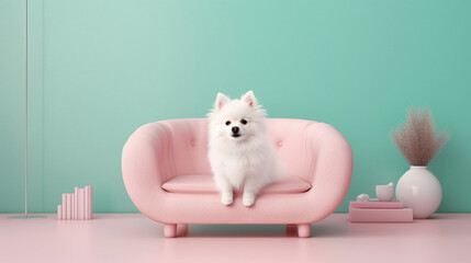 A pets personality shines in this minimalist backdrop. Generative IA