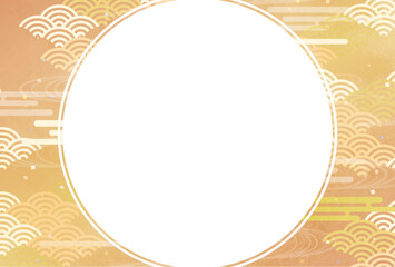 きらびやかな和風模様の丸フレーム