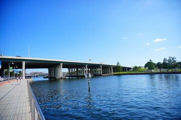 Obraz premium Beautiful Hillsborough River and waterfront building downtown in Tampa, Florida 