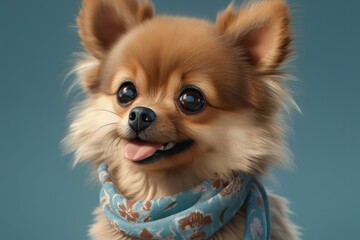 Portrait of a beautiful dog breed Pomeranian close up. AI generated, human enhanced