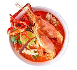 Tom Yum seafood soup or spicy tom yum seafood soup ,Thai food transparent png