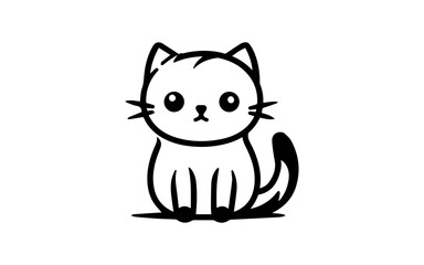 Doodle image of happy cat with line art style